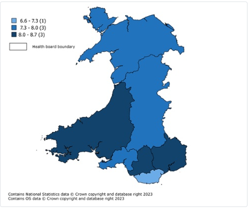 Percentage of registered patients aged 17+ years with diabetes in Wales